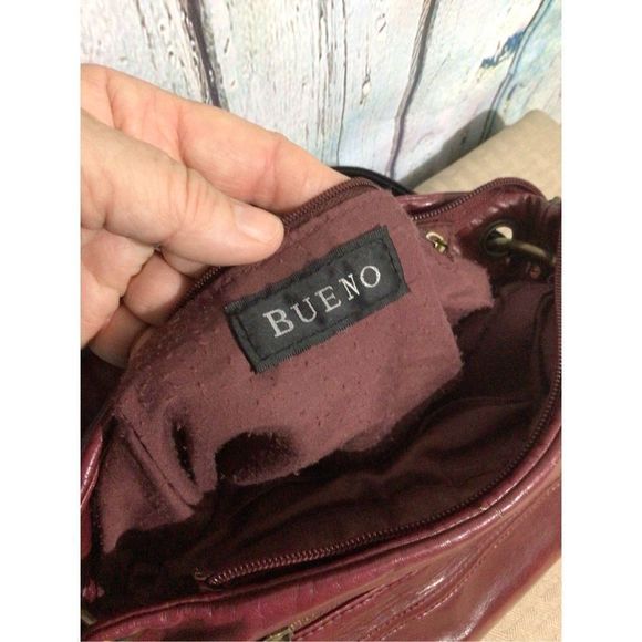 Vintage Bueno Bag Burgundy Black Leather Crossbody So Pretty! - Picture 10 of 16